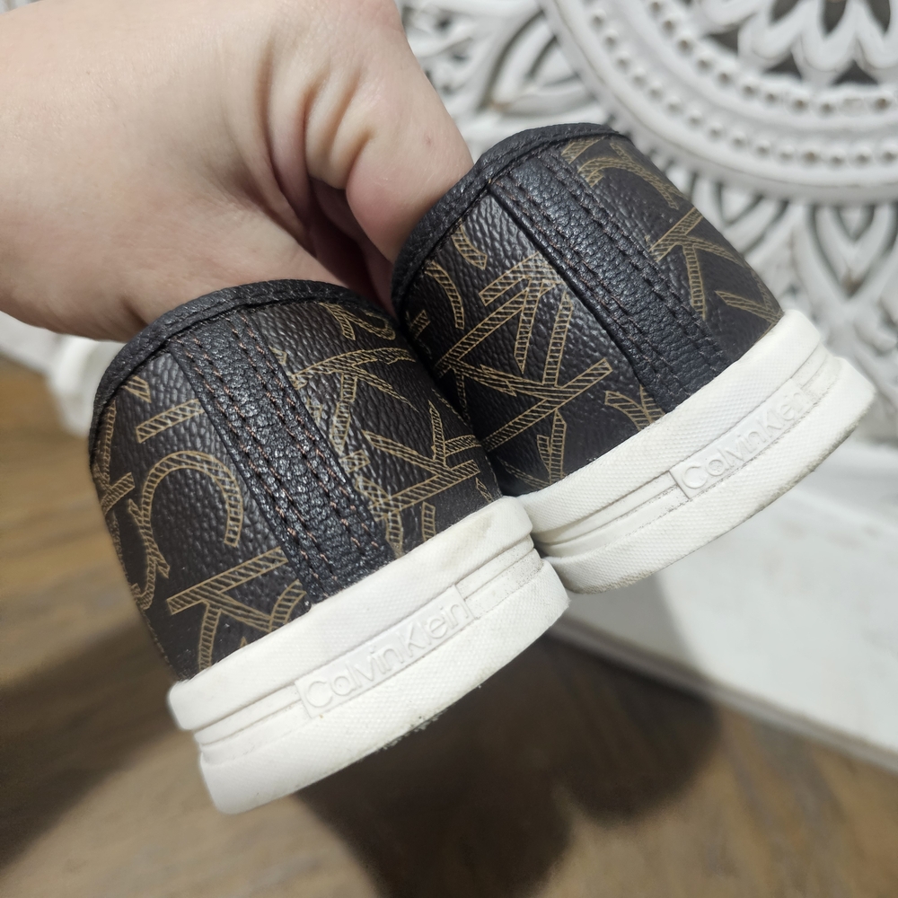 Calvin Kelin Brown Logo Slip-On Shoes Womens 8 - Picture 5 of 6